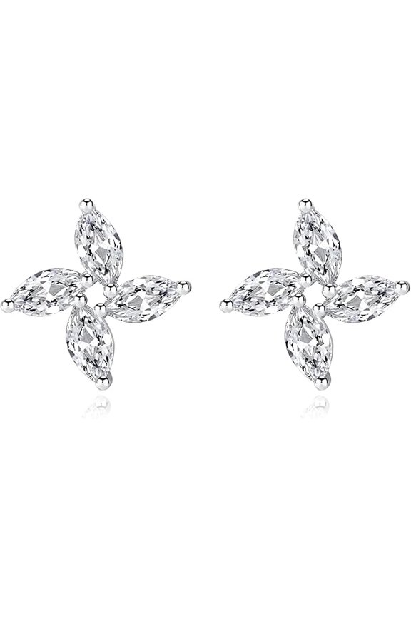3.46Ct Diamond Stud Earrings 14K White Gold Plated 925 Sterling Silver Best Gift For Her
