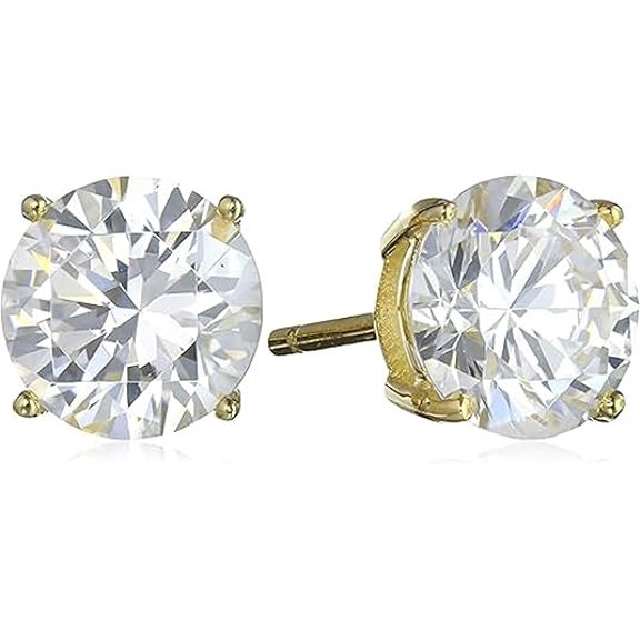 Zion Jewels 4.15Ct Round & Princess Cut Diamond Stud Earrings 14K Yellow Gold Plated 925 Sterling Silver Best Gift For Her