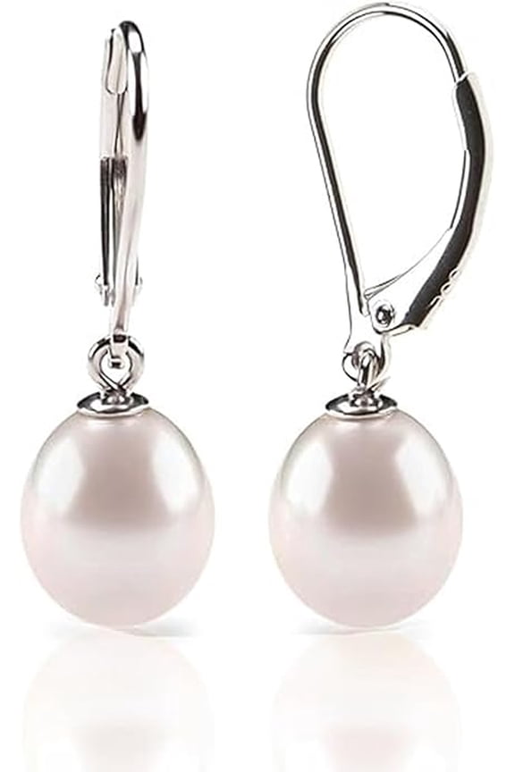 5.05Ct OVal Cut Pearl Dangle Stud Earrings 14K White Gold Plated 925 Sterling Silver Best Gift For Her