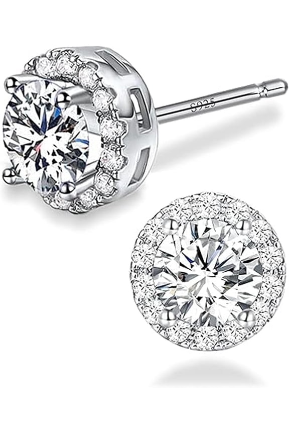 5.40Ct Round Cut Diamond Halo Stud Earrings 14K White Gold Plated 925 Sterling Silver Best Gift For Her