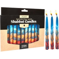 Zion Judaica Artistic Shabbat Candles 5.5 Inch Tall Hand Crafted 12 Pack for Weddings, Anniversary, Holidays, Celebration, Home Décor Mother Day Gift Valentines Candle Burns 2.5 Hours Dusk Reflection
