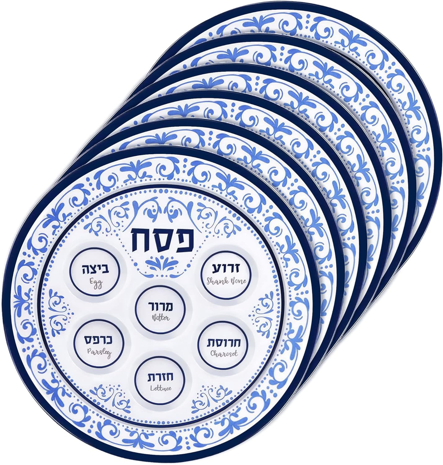 Zion Judaica Blue Renaissance Passover Seder Plates 12" Melamine