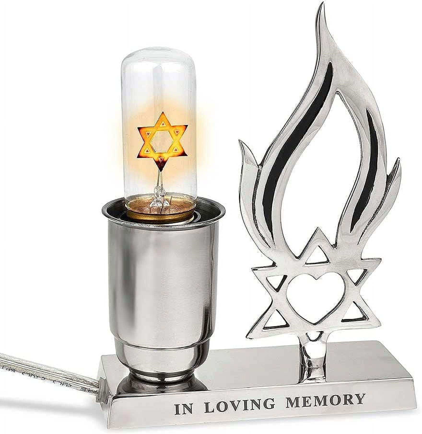 Zion Judaica Brass Electric Yahrtzeit Lamp Engraved "In Loving Memory