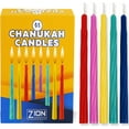 thumbnail image 1 of Zion Judaica Chanukkah Candles Assorted Colorful Candles with Prayer Card Menorahs, Multicolor, 3.75" x 0.31" x 0.31", 1 of 4