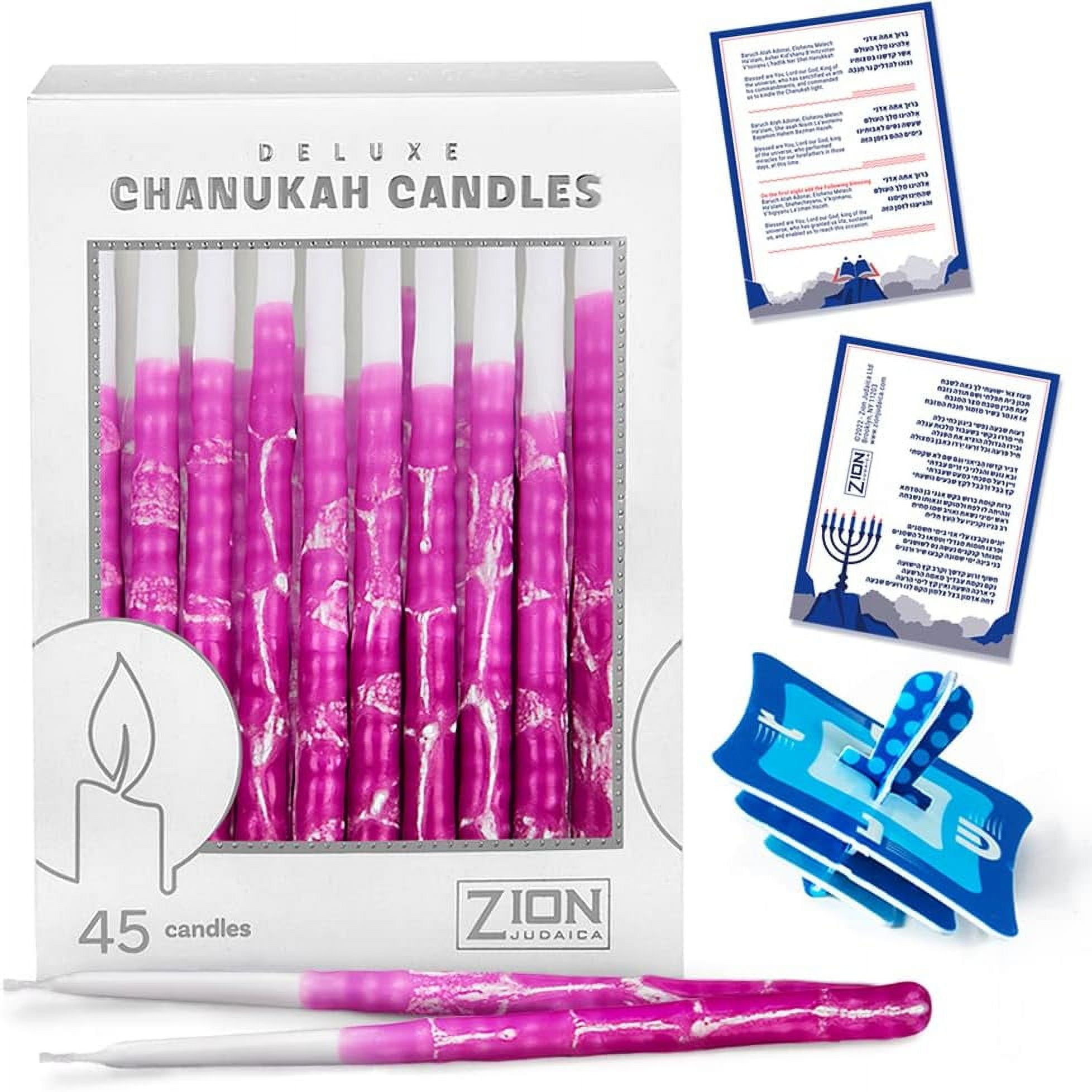 Zion Judaica Deluxe Chanukah Candles Set of 45 Premium Hand Made