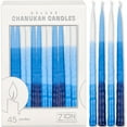 thumbnail image 1 of Zion Judaica Dripless Hanukkah Candles for Menorah Set of 45 Tri-Shades Blue Ombre Candle Tapered Ribbed Candle w/ Prayer Card & DIY Dreidel Fits Standard Menorahs Quality Menorah Candles Bundle, 1 of 6
