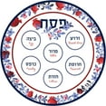 thumbnail image 1 of Zion Judaica Elegant Melamine Pesach Seder Plate Vibrant Red Pomegranate Design Quality Round Seder Tray BPA-Free Passover Dish 12" Floral Pomegranates Decorative Sedar Platter Pesah Decor Plates 3-PK, 1 of 1