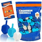 Zion Judaica Hanukkah Dreidels Multi Blues & White Hanukah Decor Medium Dridels Bulk Plastic Driedles Hebrew Letters and English Transliteration w/ Traditional Kids Chanukah Game Guide & Ziplock Bag