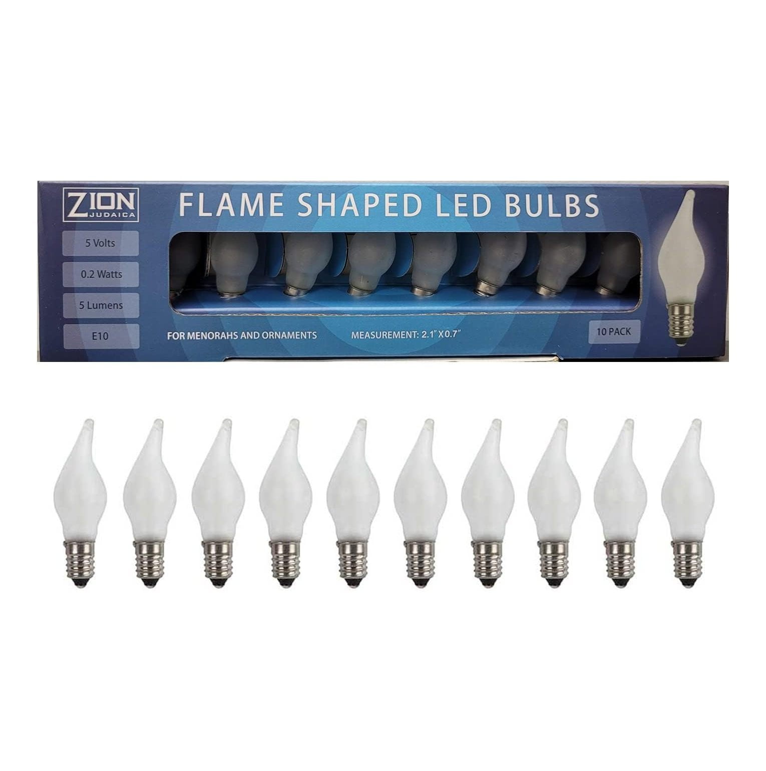 Zion Judaica Hanukkah Menorah Replacement LED Bulbs Set of 10 Frosted