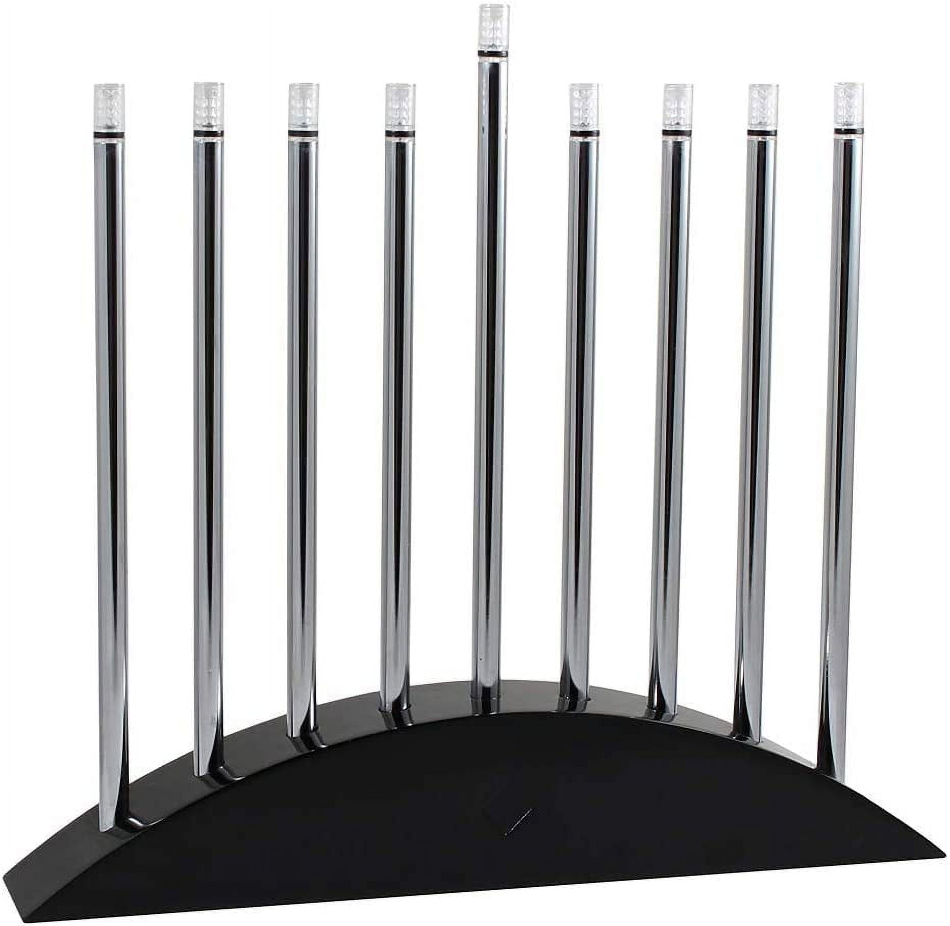 Zion Judaica Large LED Electric Hanukkah Menorah - New Classic Black & Silver Arch Style Hanukkiah 14" Wide x 12.5" Tall Sleek Landscape Minorah - Chanukah Lights Decorations