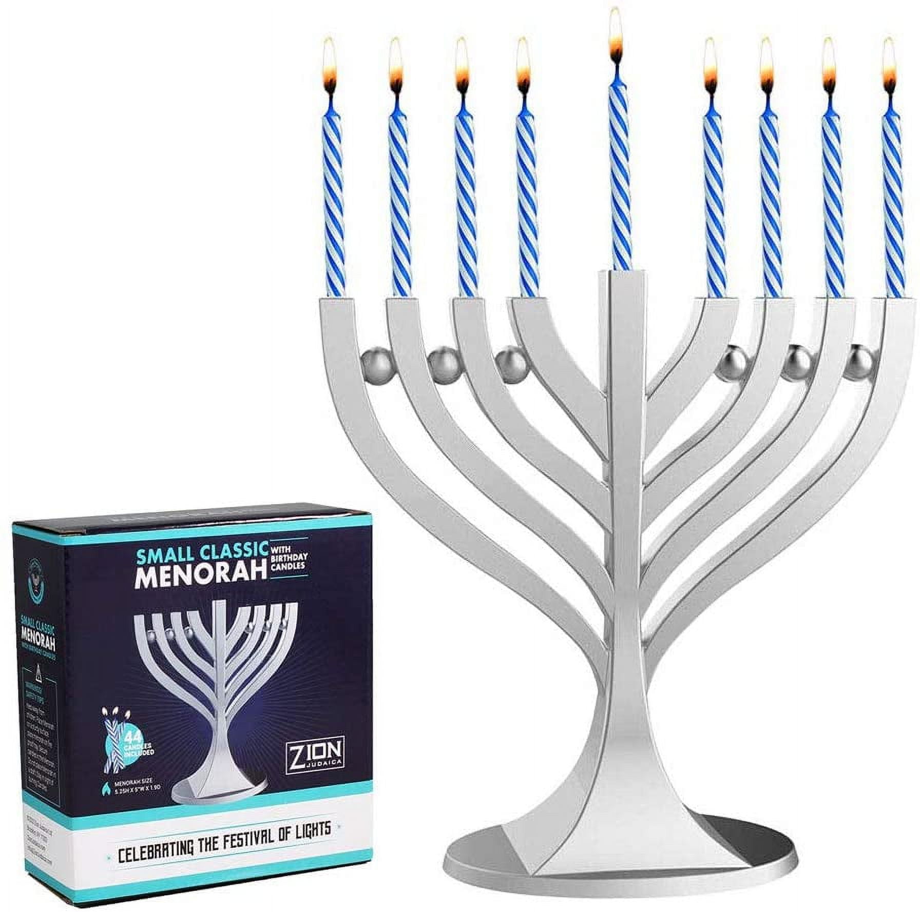 Zion Judaica Mini Classic Menorah with Mini Birthday Size Hanukkah