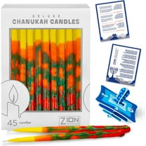 Zion Judaica Paraffin Wax Taper Candles, Unscented, Multicolor, 45 Count