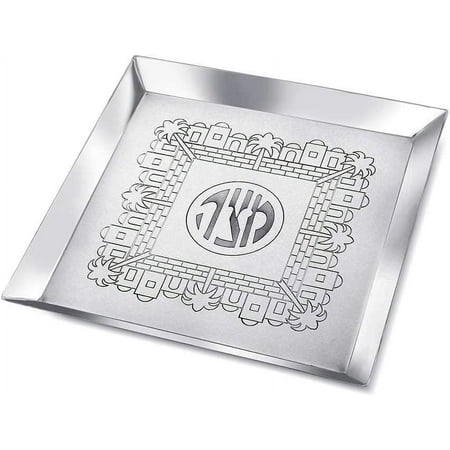 Zion Judaica Passover Matzah Tray Jerusalem Classics Seder Collection 8'' Square Non-Tarnish