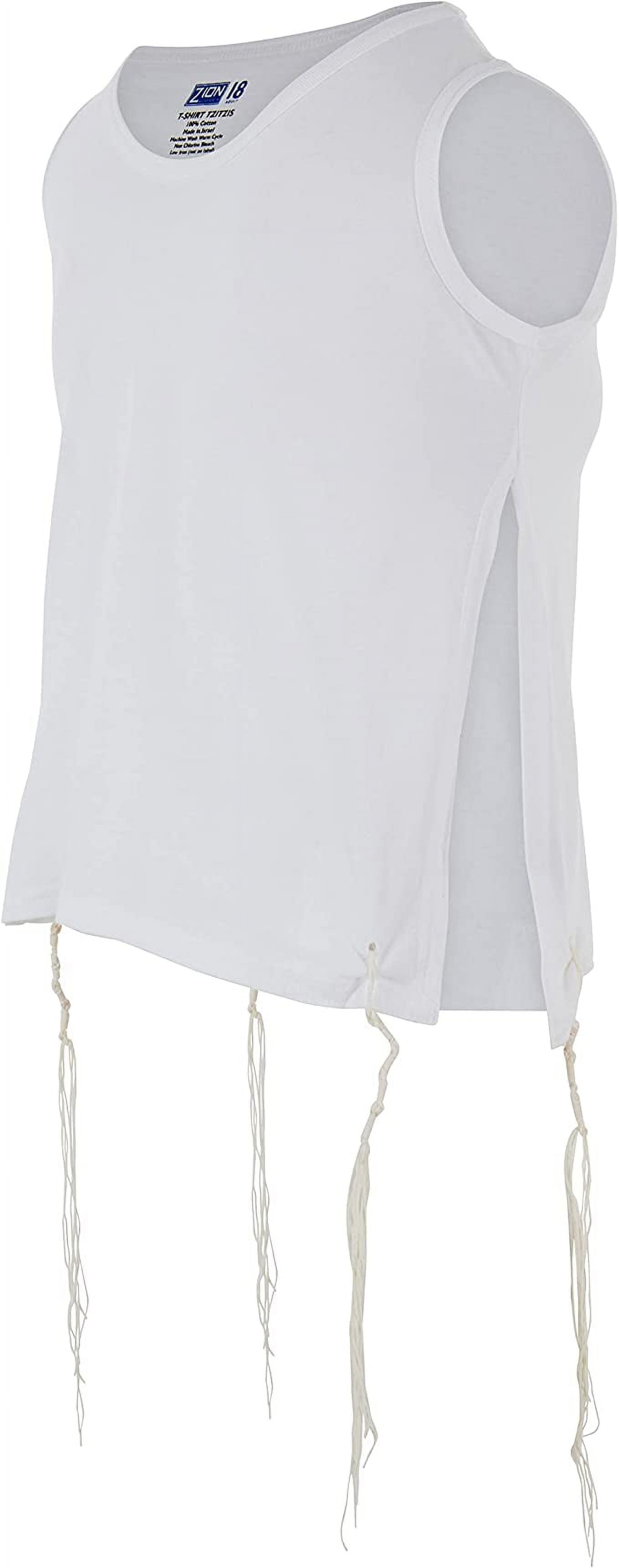 Quality Comfortable Cotton Teenager Tzitzit Undershirt Certified Kosher Young Adult T-Shirt Tzitzis Sweat Free (Teen L Size 18 Chest 30-34" Age 13+)