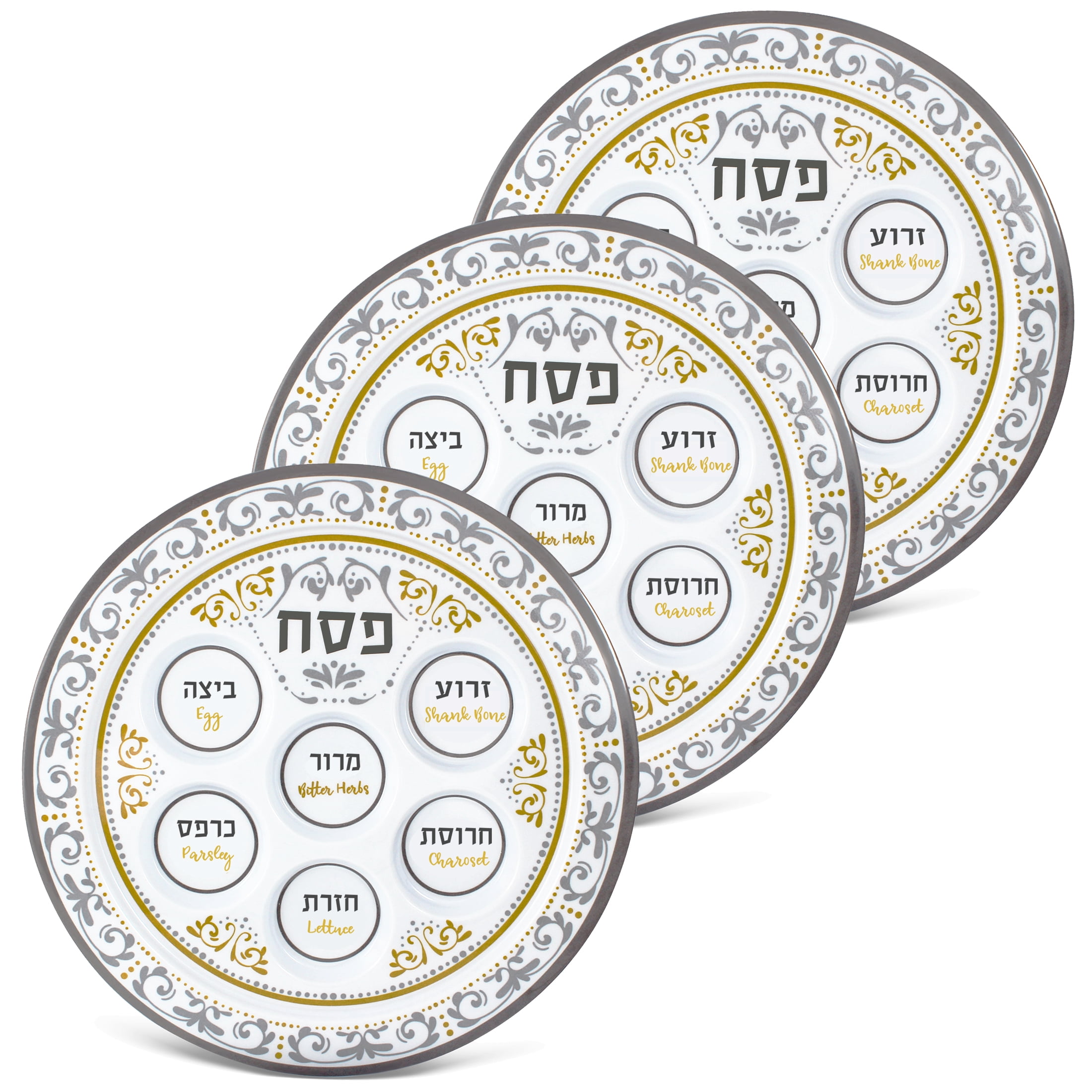 Zion Judaica Renaissance Passover Seder Plates Gold and Silver Floral ...