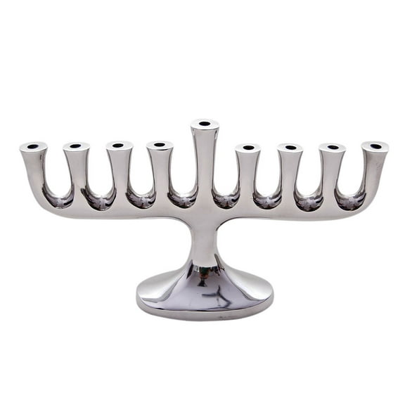 Zion Judaica Stunning Sleek Designers Menorah for Hanukkah High Polished Traditional Candle and Oil Chanukiah Classic Chanukah Minorah