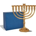 thumbnail image 1 of Zion Judaica Temple Style Hanukkah Menorah Solid-Weight Candle Menorah on a Gift Boxed Traditional Chanukah Menorah Candle Holder fits Standard Hanukkah Candles Holiday Judaica Gift for Hanukah (Gold), 1 of 1