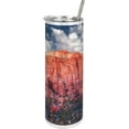 thumbnail image 1 of Zion National Park 20 Oz Skinny Tumbler, Panoramic Picture of Rocky Canyon at Sunset, Leak-Proof Straw Lid and Brush Vacuum Insulated for Outdoor Use, Coral Sky Blue, 1 of 6