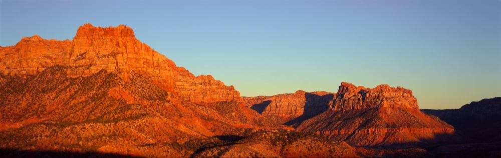 Zion National Park At Sunset Utah Canvas Art - Panoramic Images (36 x 12)