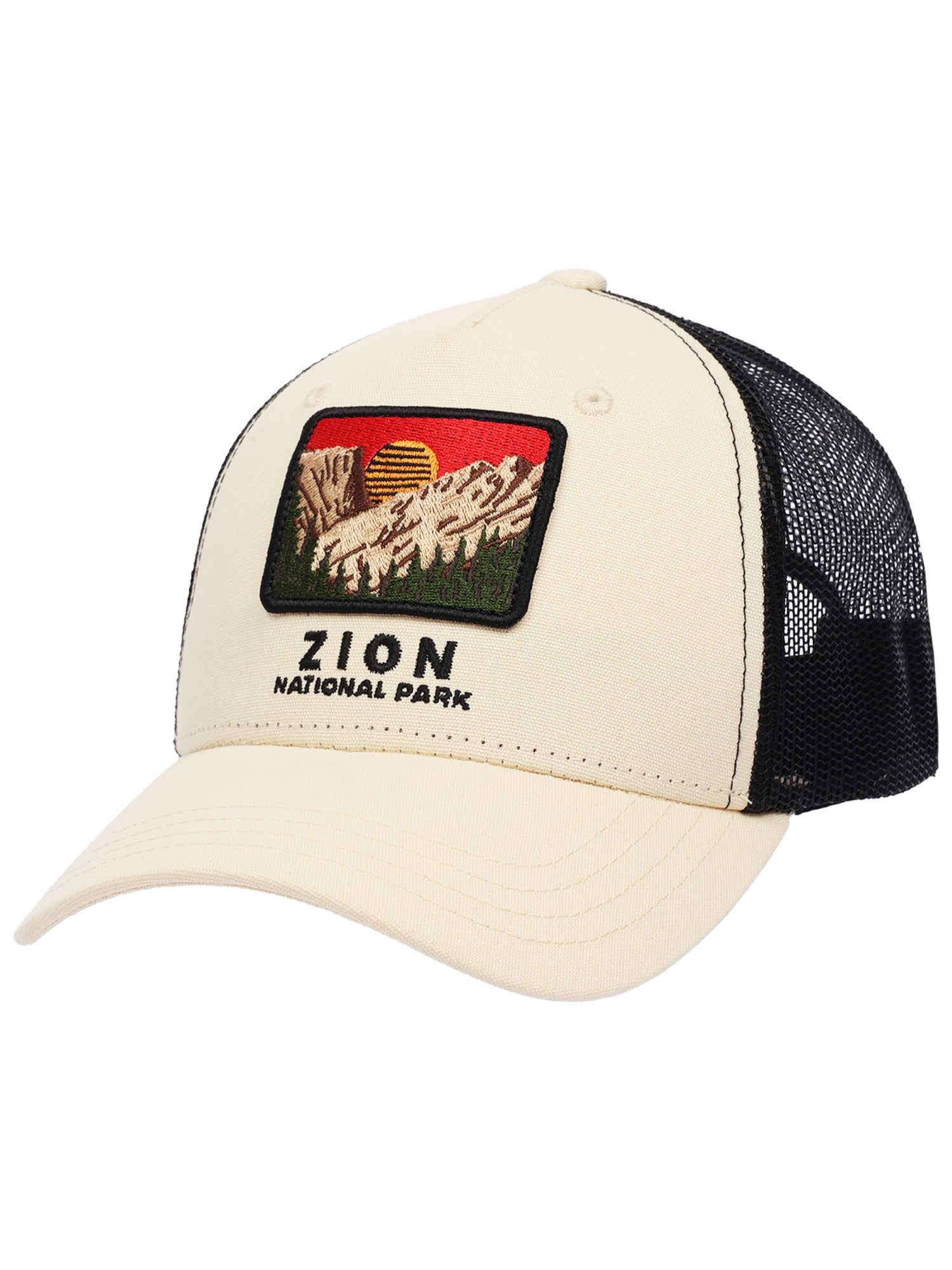 Zion National Park Boys' Embroidered Patch Canvas Trucker Hat, One Size Fits Most