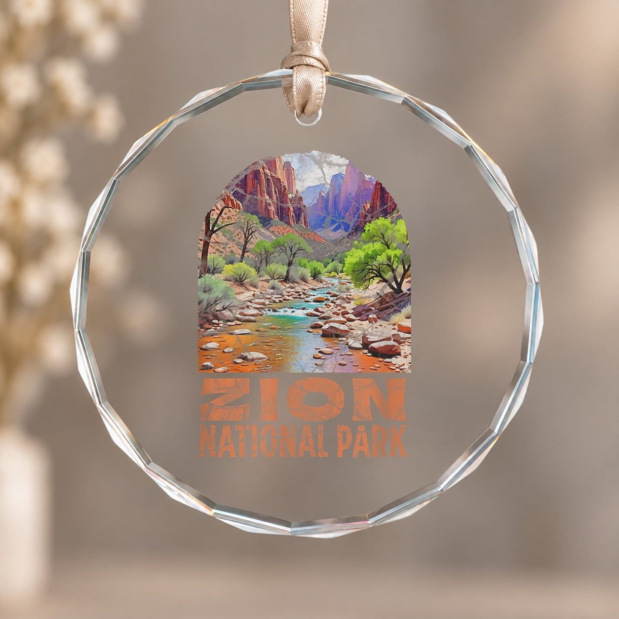 Zion National Park Christmas Ornament, Seasonal Keepsake Gift, Circle ...