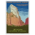 thumbnail image 1 of Zion National Park - Great White Throne Mountain - Ranger Naturalist Service - Vintage Travel Poster by Work Projects Administration (WPA) c.1938 - Master Art Print 10in x 14in, 1 of 4
