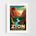 thumbnail image 1 of Zion National Park Poster: A Vintage Canyon Scene - Utah Illustration Travel Poster Vintage Poster Landscape Desert Nature Scenic Autumn White Framed Wall Art Print 24 x 36 inches, 1 of 3