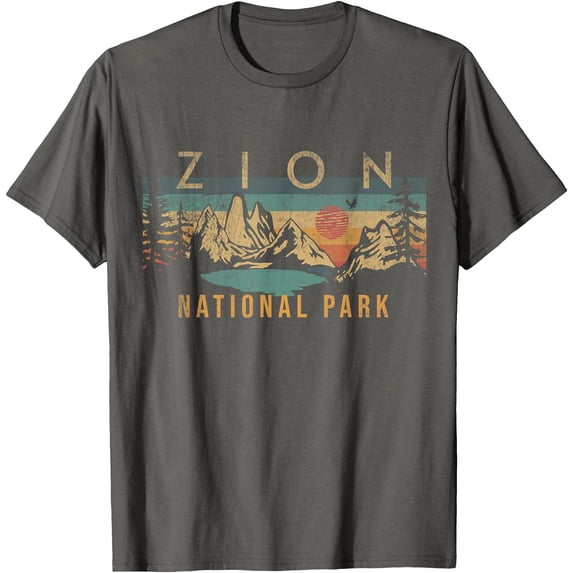 Zion National Park Utah USA Outdoor Vintage Unisex T-Shirt for Men Women Kids Toddler,Charcoal Color,Size 4T