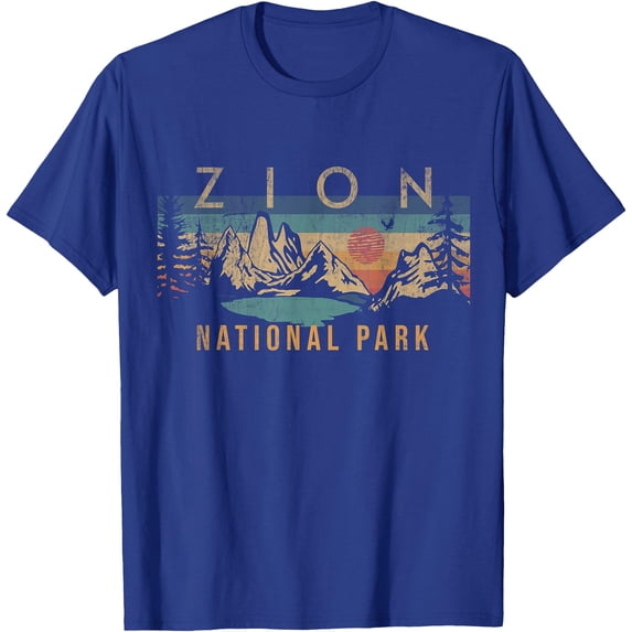 Zion National Park Utah USA Outdoor Vintage Unisex T-Shirt for Men Women Kids Toddler,Royal Blue Color,Size 5/6