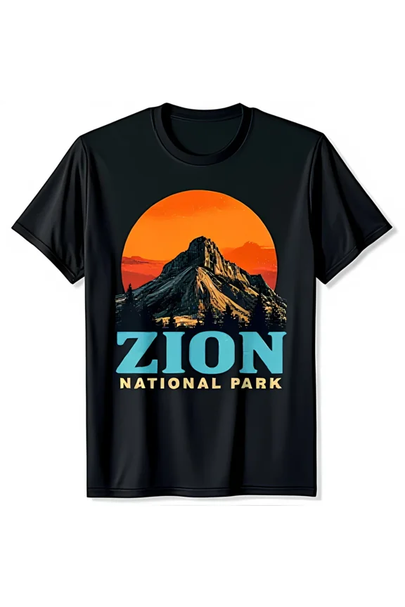 Zion Retro Tee Mountain Line Art Desert Style Unisex T-Shirt up to size 5XL
