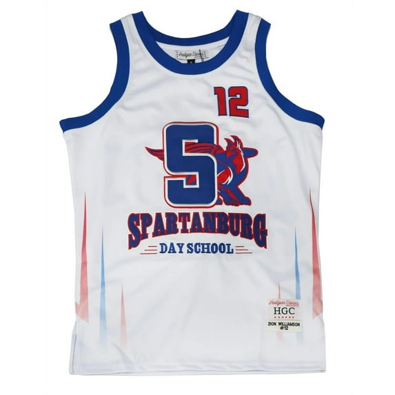 Zion Williamson Men's Headgear Classics Premium Embroidered Spartanburg Day School Griffins High School Basketball Jersey (XXX-Large, White)