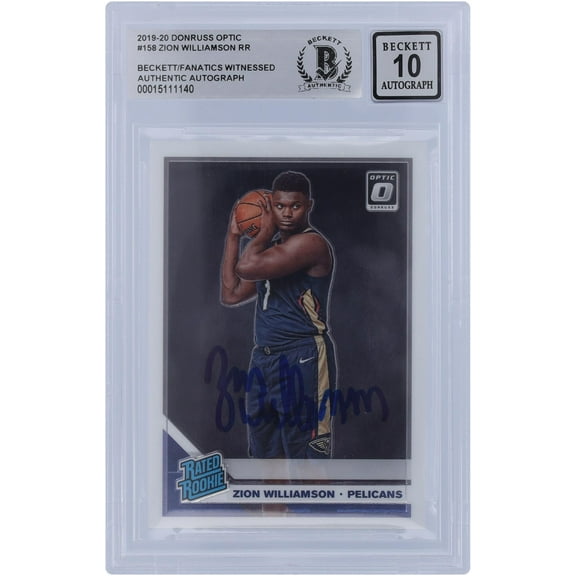 Zion Williamson New Orleans Pelicans Autographed 2019-20 Panini Donruss Optic Rated Rookie #158 Beckett Fanatics