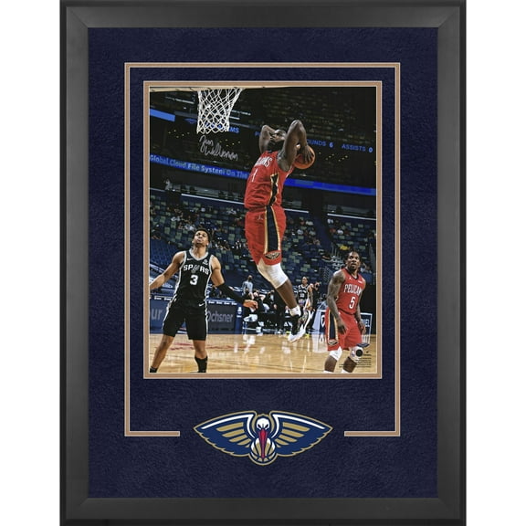 Zion Williamson New Orleans Pelicans Deluxe Framed Autographed 16" x 20" Dunk in Red Jersey Photograph - Fanatics Authentic Certified