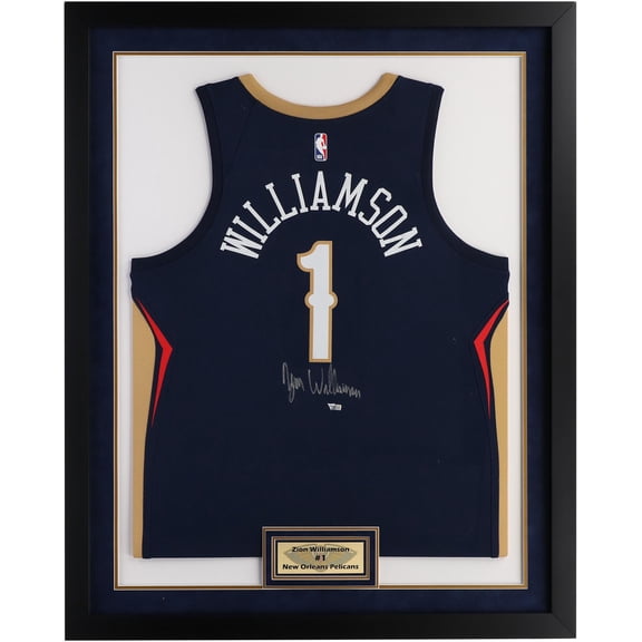 Zion Williamson New Orleans Pelicans Framed Autographed Navy Swingman Jersey with Sublimated Plate - Fanatics Authentic Certified
