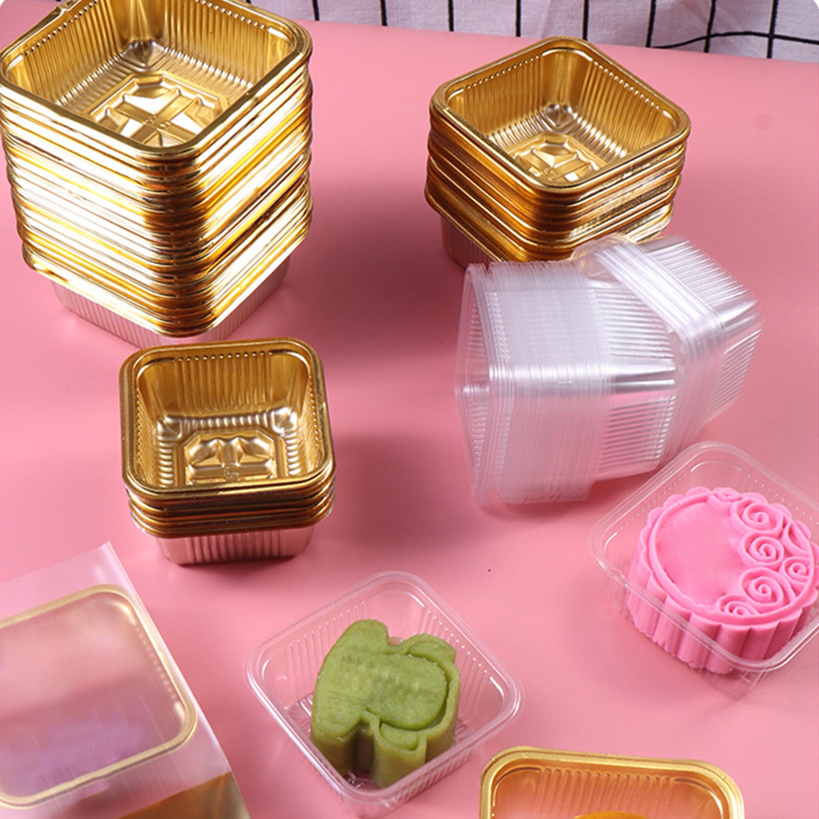 Zioy 100Pcs Packing Box Portable Safe Square Shape Plastic Moon Cake ...
