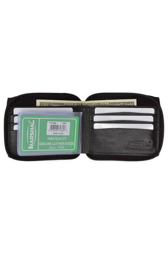 Zip-Around Bifold Premium Leather Wallet with Outside Pocket P 1674