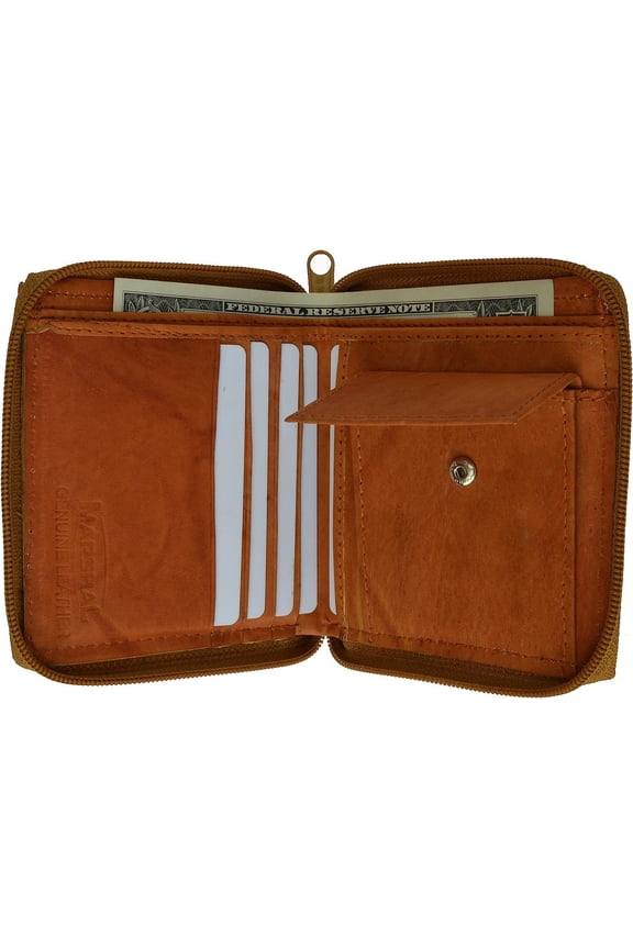 Zip Around Bifold Wallet with Snap Down Coin Purse for Men by Marshal