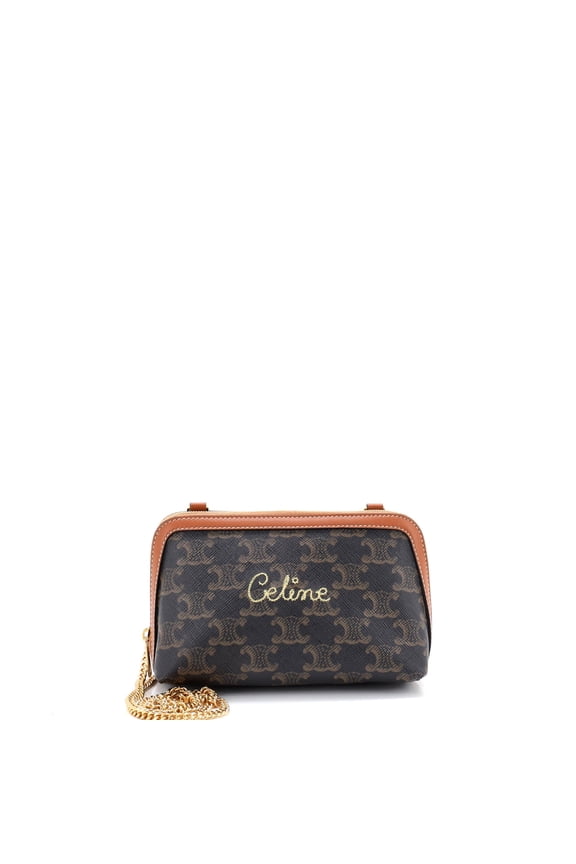 Zip Around Chain Clutch Embroidered Triomphe Coated Canvas By Rebag