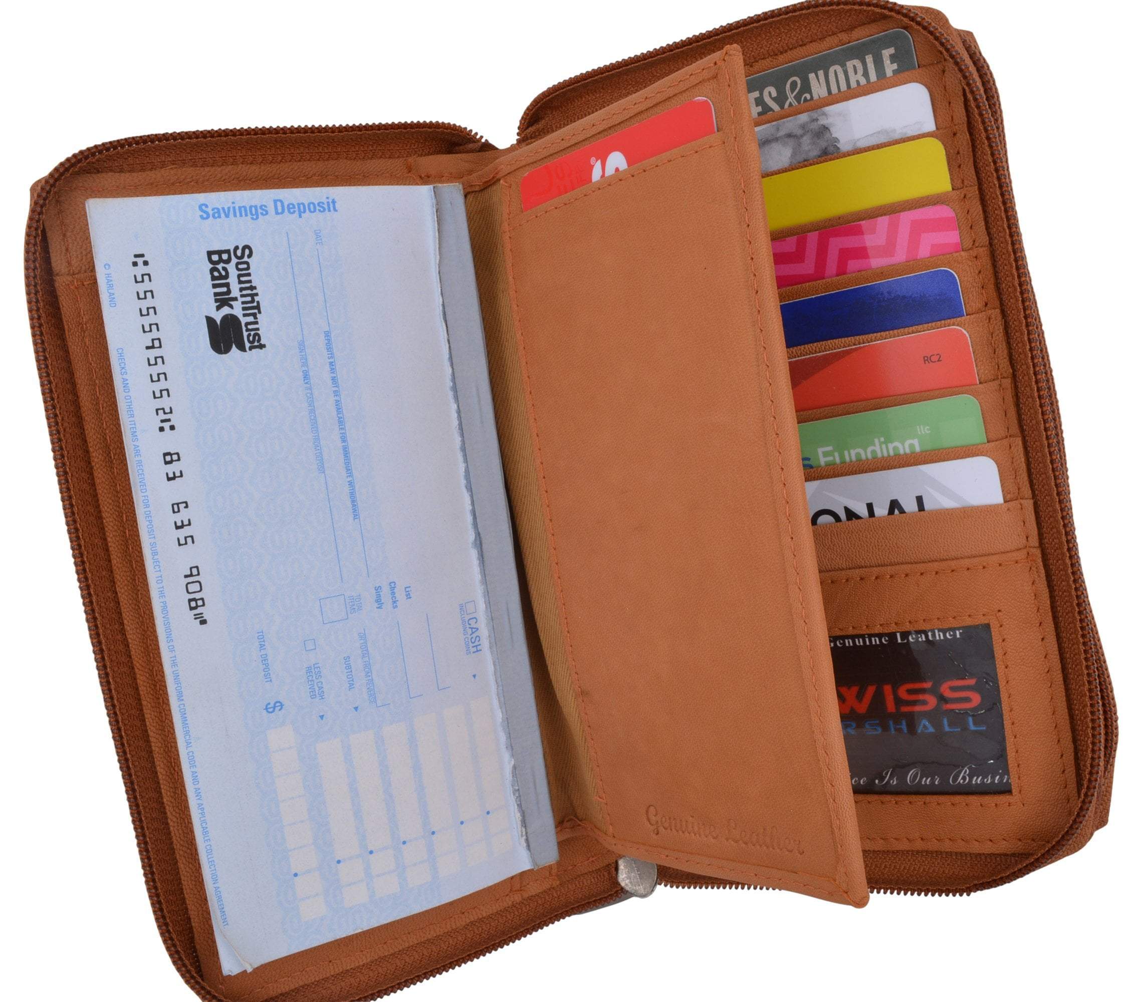 Zip Around Genuine Leather Tan Checkbook Credit Card ID Holder Ladies Wallet - image 1 of 9