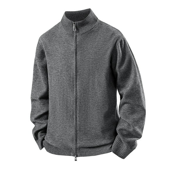 Zip Up Cardigan Sweaters for Men Long Sleeve Mock Neck Sweatshirts Jackets Mens Casual Solid Stretchy Slim Thermal Warm Chunky Knitted Outerwear Coats