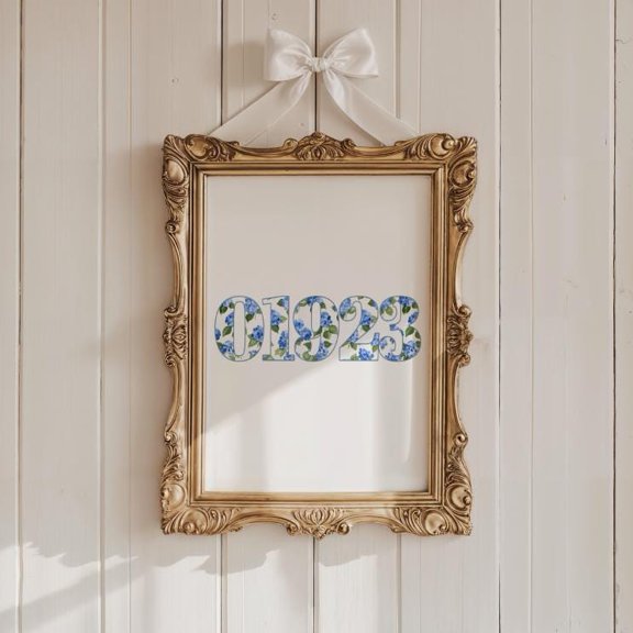 Zip Code Hydrangea Print Preppy Chinoiserie Decor Poster , Poster Print Only