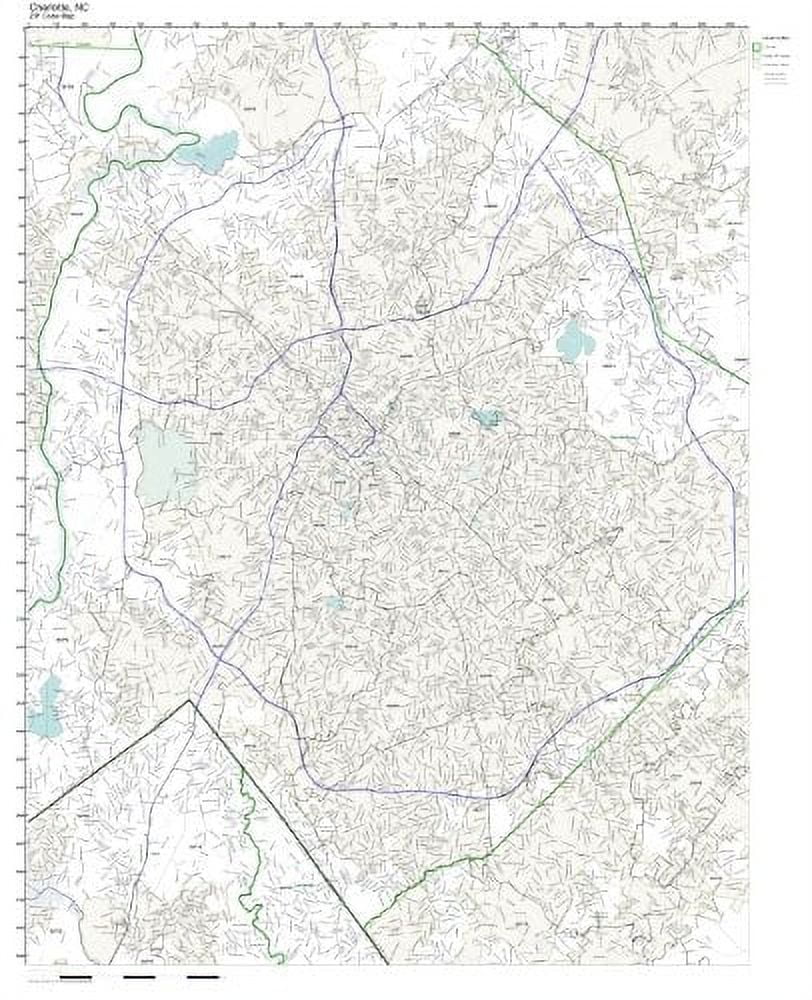 Zip Code Map Of Charlotte, NC Zip Code Map Laminated
