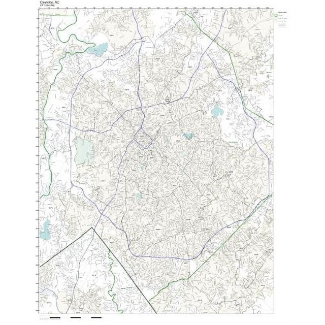 Zip Code Map Of Charlotte, NC Zip Code Map Laminated