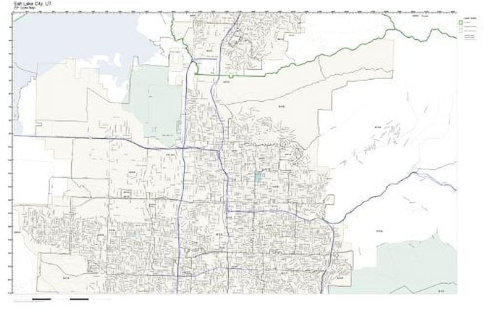 Zip Code Map Of Salt Lake City, UT Zip Code Map Laminated