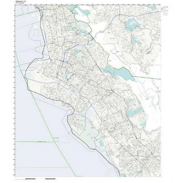 Zip Code Map of Oakland, Zip Code Map Not Laminated