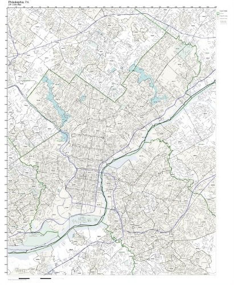 Zip Code Map of Philadelphia, Zip Code Map Laminated