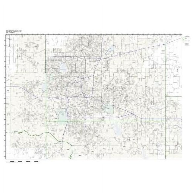 Zip Code Wall Map Of City, OK Zip Code Map Laminated