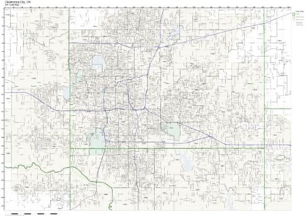 Zip Code Wall Map Of City, OK Zip Code Map Laminated
