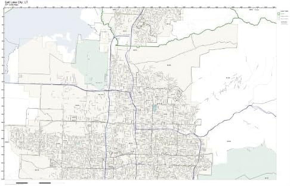 Zip Code Wall Map Of Salt Lake City, UT Zip Code Map Laminated