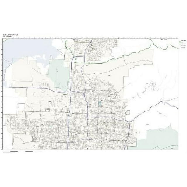 Zip Code Wall Map Of Salt Lake City, UT Zip Code Map Laminated